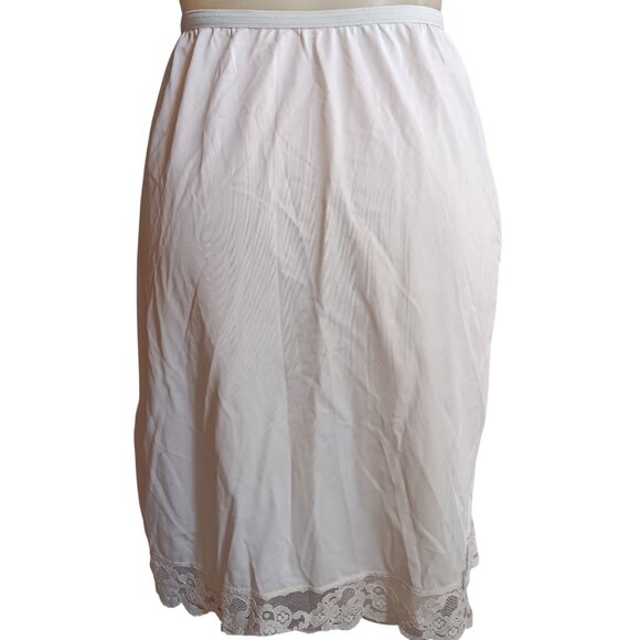 Vintage Women's Medium White Half Slip Lace Hem 1970's Ivory-Cream Goth Skirt - Picture 4 of 5